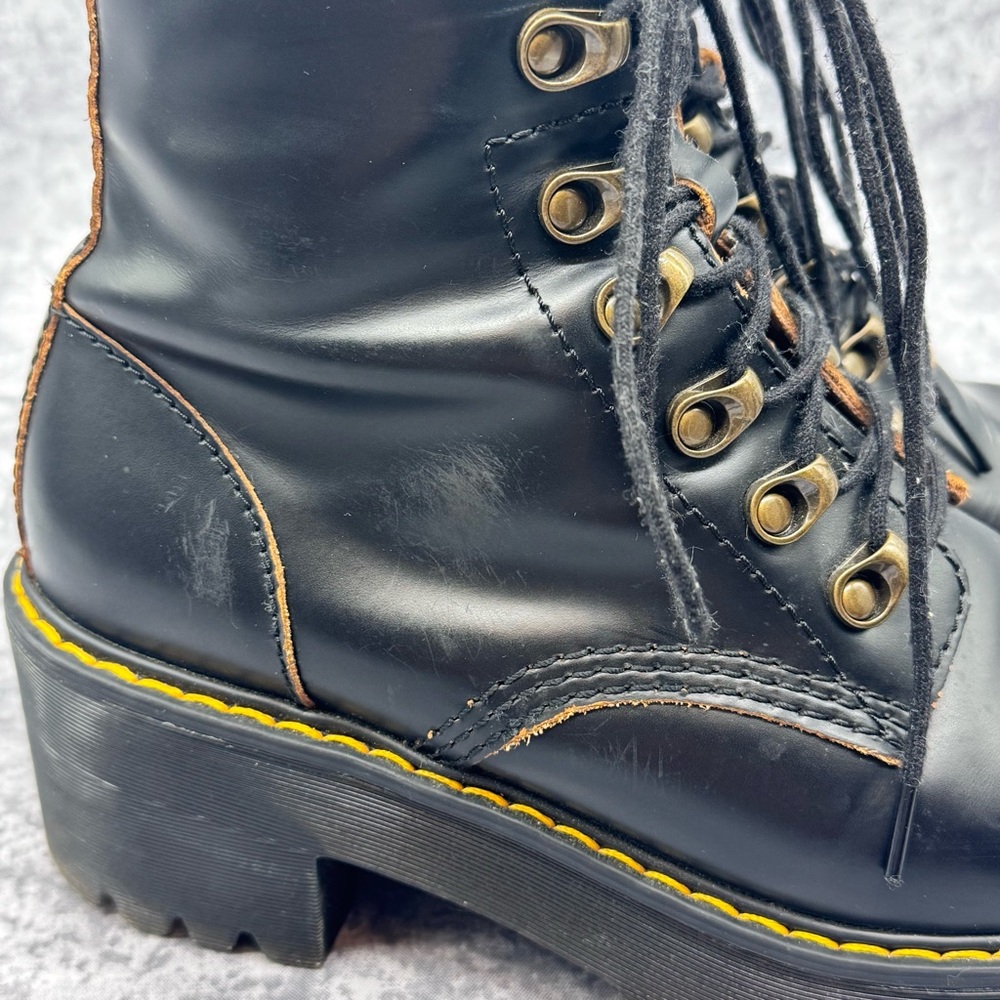 Dr. Martens Black Leather Platform Boots (Leona) - Picture 6 of 9
